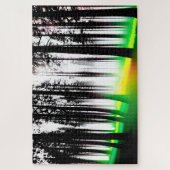 緑と黄色のグローを持つシルエットの黒い木 ジグソーパズル (縦)