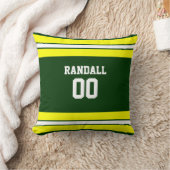 緑と黄色のサッカーチームパーソナライズされた クッション (ブランケット)