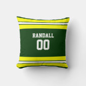 緑と黄色のサッカーチームパーソナライズされた クッション (正面)