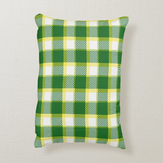 緑と黄色のトーン格子模様 アクセントクッション (裏面(縦))