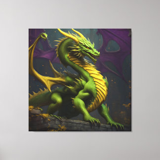 緑と黄色のドラゴン キャンバスプリント