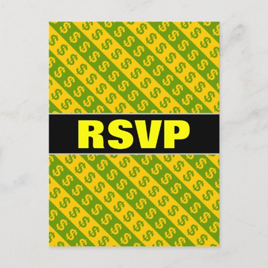 緑と黄色のドルシンボルや象徴($)パターストライプのン ポストカード (正面)
