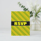 緑と黄色のドルシンボルや象徴($)パターストライプのン ポストカード (スタンド正面)