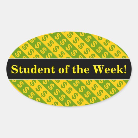 緑と黄色のドルシンボルや象徴($)パターストライプのン 楕円形シール (正面)