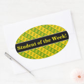 緑と黄色のドルシンボルや象徴($)パターストライプのン 楕円形シール (封筒)