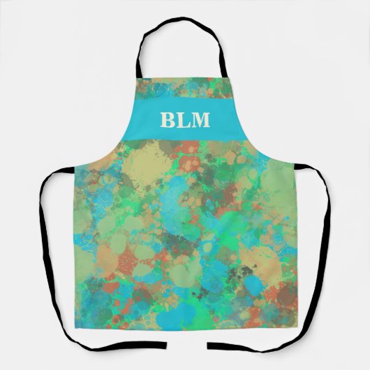 緑と黄色のドロップモダン抽象デザイン エプロン (正面)