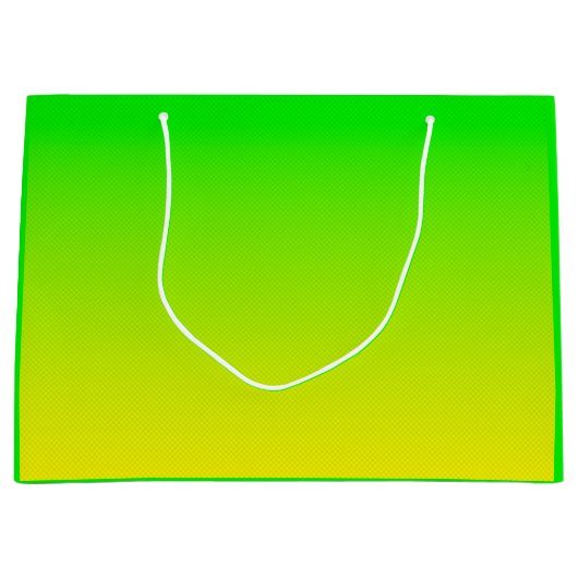 緑と黄色のネオン勾配 ラージペーパーバッグ (正面)