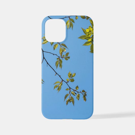 緑と黄色のハグ付きの美し葉い枝 iPhoneケース (裏面)