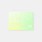 緑と黄色のパステル二音勾配モノグラム ポストイット (正面)