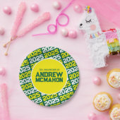 緑と黄色のパーソナライズされた卒業 ペーパープレート (パーティー)