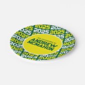 緑と黄色のパーソナライズされた卒業 ペーパープレート (アングル)