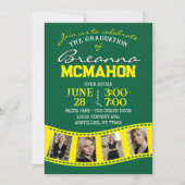 緑と黄色のフィルムストリップ5写真卒業 招待状 (正面)