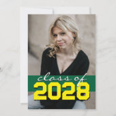 緑と黄色のフィルムストリップ5写真卒業 招待状 (裏面)