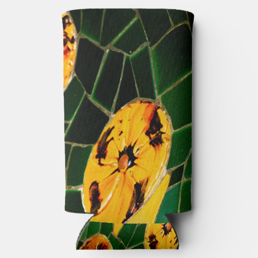 緑と黄色のフローラモザイク スリム缶クーラー (裏面)