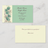 緑と黄色のブライダルシャワーラッフルチケット エンクロージャーカード (正面/裏面)