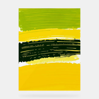 緑と黄色のブラシストロークの背景 アクリルサイン