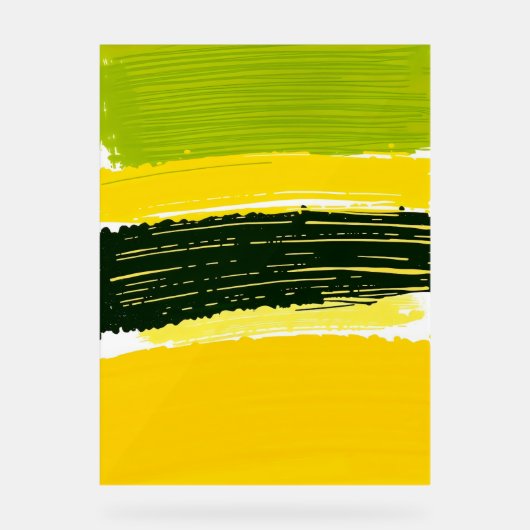 緑と黄色のブラシストロークの背景 アクリルサイン (正面)