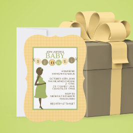 緑と黄色のベビーシャワー招待状 招待状