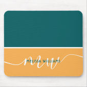 緑と黄色のミニマリストスクリプトモノグラム名 マウスパッド (正面)
