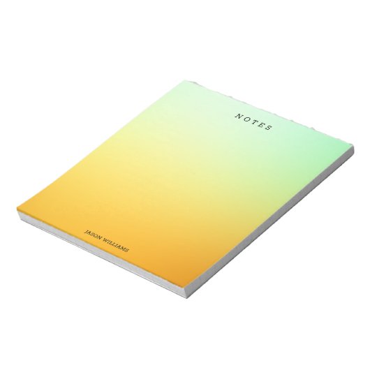 緑と黄色のメモグラデーション帳パーソナライズされた ノートパッド (回転)