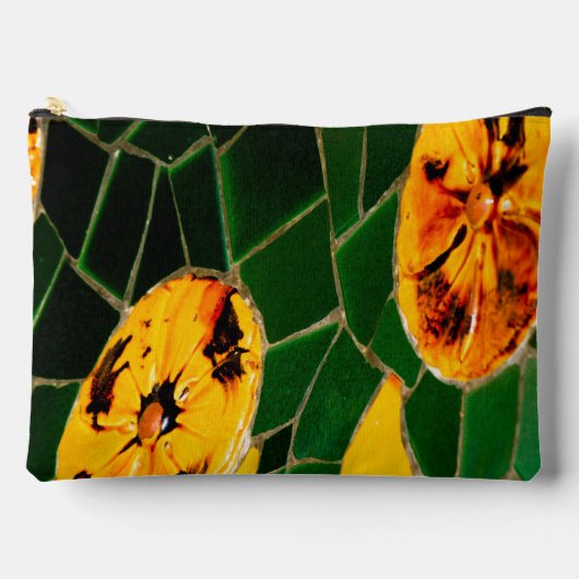 緑と黄色のモザイクスペインのラ アクセサリーポーチ (正面)