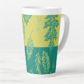 緑と黄色のリーフ カフェラテマグ (右アングル)