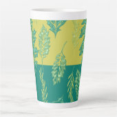 緑と黄色のリーフ カフェラテマグ (正面)