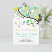 緑と黄色のロブバード結婚式のレセプションカード 招待状 (スタンド正面)