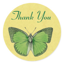 緑と黄色のヴィンテージ蝶ありがとうV29