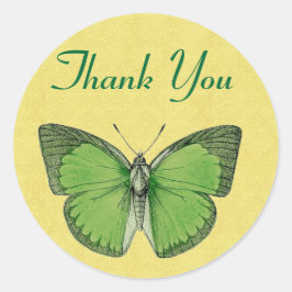 緑と黄色のヴィンテージ蝶ありがとうV29 スクエアシール