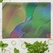 緑と黄色の優勢なレリーフ、 浮き彫り キッチンタオル (折り畳み)