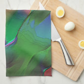 緑と黄色の優勢なレリーフ、 浮き彫り キッチンタオル (四つ折り)