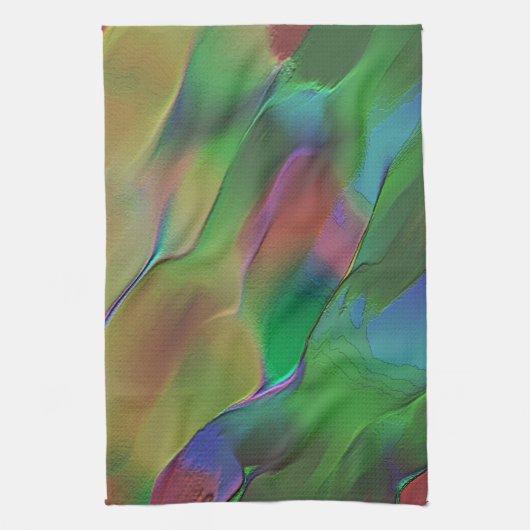 緑と黄色の優勢なレリーフ、 浮き彫り キッチンタオル (縦)