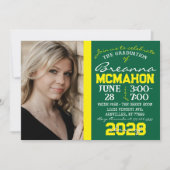 緑と黄色の卒業式2フォト招待状 招待状 (正面)