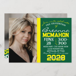緑と黄色の卒業式2フォト招待状 招待状