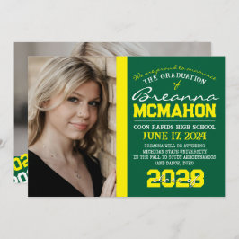 緑と黄色の卒業式2写真のお知らせ 招待状