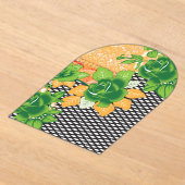 緑と黄色の壁のつるデザイン アクリル招待状 (レイダウン)