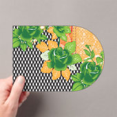 緑と黄色の壁のつるデザイン アクリル招待状 (インサイチュ (ポータブル))