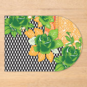 緑と黄色の壁のつるデザイン アクリル招待状 (正面)