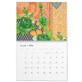 緑と黄色の壁のつるデザイン カレンダー (1月 2026)