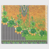 緑と黄色の壁のつるデザイン ラッピングペーパー (フラット)