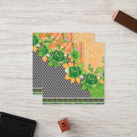 緑と黄色の壁のつるデザイン ロイヤリティカード (正面/裏面インサイチュ)