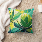緑と黄色の多肉植物 クッション (ブランケット)
