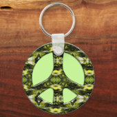 緑と黄色の大理石の平和サイン キーホルダー (正面)