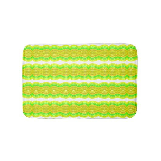 緑と黄色の姿8リボンパターンアート バスマット (正面)