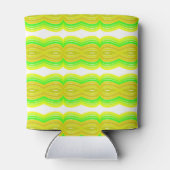 緑と黄色の姿8リボンパターンアート 缶クーラー (裏面)