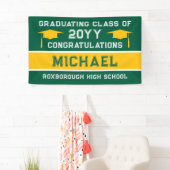 緑と黄色の学校のカラー卒業 横断幕 (インサイチュ)