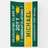 緑と黄色の学校のカラー卒業 横断幕 (縦)