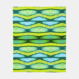 緑と黄色の山形 フリースブランケット