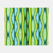 緑と黄色の山形 フリースブランケット (正面(横))